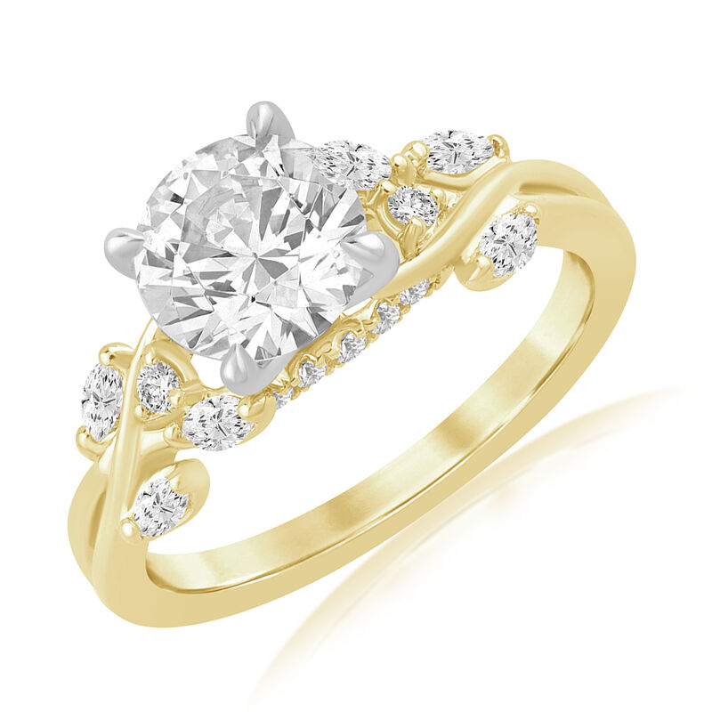 Brilliant-Cut Lab Grown 1.5ct. Diamond With Marquise & Brilliant-Cut Accents Engagement Ring in 14k Yellow Gold image number null